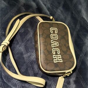 Coach Signature Brown and Cream Crossbody Bag